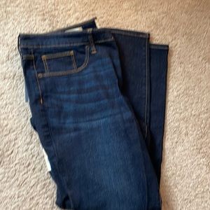 Dark wash mid ride skinny jeans